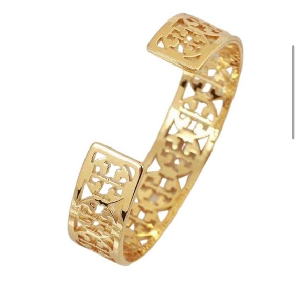 TORY BURCH OPEN BRACELET CUFF 18K GOLD/BRASS - Picture 10 of 11